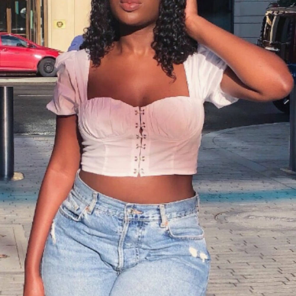 White bustier top